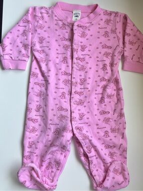 ROOTS baby 6-12 pink snap footie